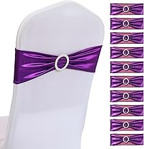 Elastic Chair Bows, Spandex Chair Bands, Elastic Headbands with Bow for Chair Decoration No Need to Be Bound Decoration Wedding Party Christening (Purple, 10 Pieces)