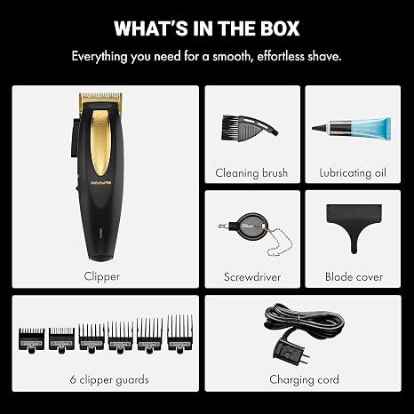 BaBylissPRO LithiumFX Cord/Cordless Lithium Ergonomic Hair Clippers for Men