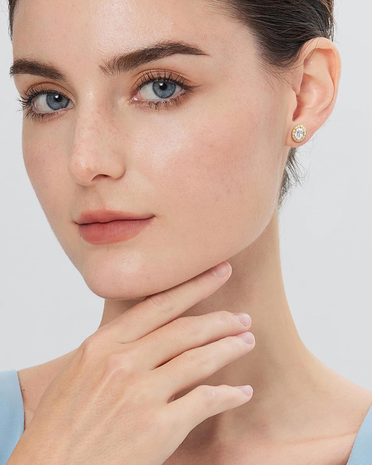 Oval Halo Earrings 925 Sterling Silver Cubic Zirconia CZ Oval Cut Stud Earrings for Women/Men Hypoallergenic Jewelry Gifts for Anniversary Wedding Her Mom Women Wife 10MMx8MM
