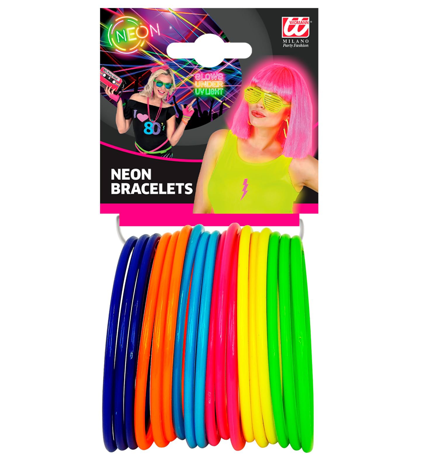 W WIDMANN MILANO Party Fashion 05844 18 sztuk wielokolorowych bransoletek na karnawał, imprezę tematyczną, 18 sztuk