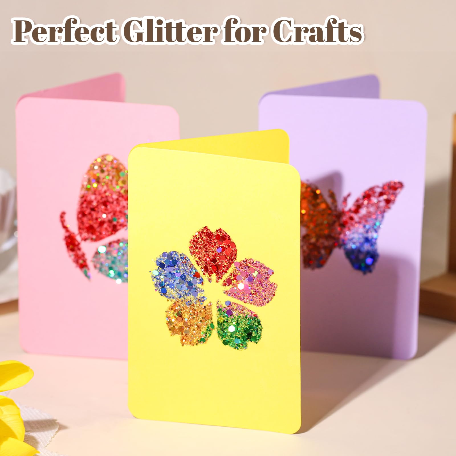 LEOBRO Glitter, 24 Jars Holographic Chunky Glitter for Crafts, Resin, Hair Face Body Makeup Nail, DIY Arts and Crafts, Party Christmas Decorations