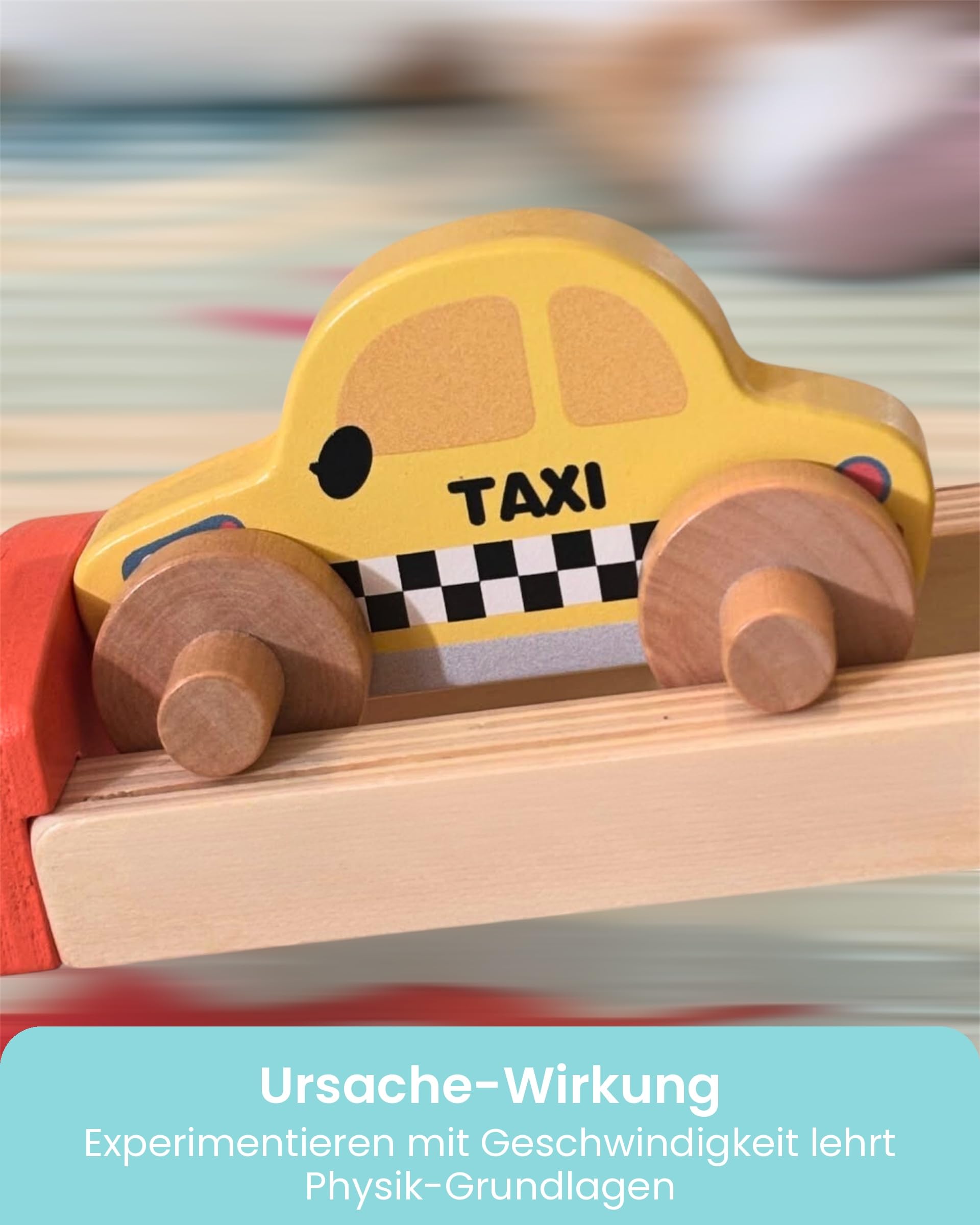 Große Kugelbahn aus Holz von Oh My Baby, Murmelbahn-Set, inklusive 9 Autos und Spielzeugbälle. Kugelbahn für Kinder ab 1 Jahr, Größe: 57 x 60 cm, FSC Lindenholz