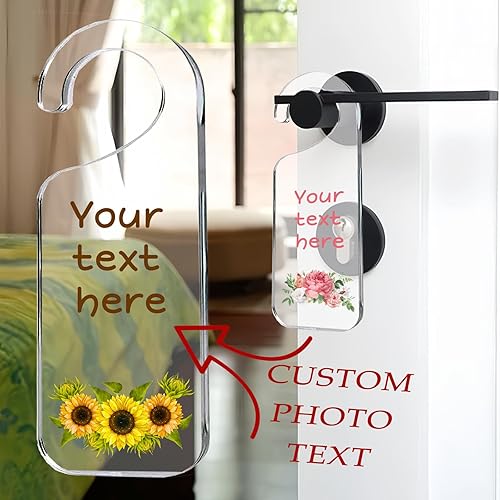 Miniatura 4 de Letrero de puerta personalizado con texto fotográfico, letreros de perilla de acrílico para hogar, oficina, clínica, baño, conferencia, hoteles,