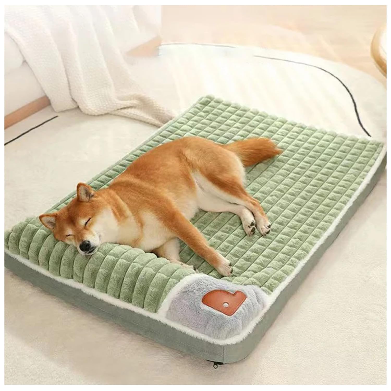 Generisch Orthopädisches Hundekissen für Kleine & Mittelgroße Hunde - Waschbar, rutschfest mit Hohem Rand - Abnehmbarer Bezug (Braun, S: 50×35 cm)