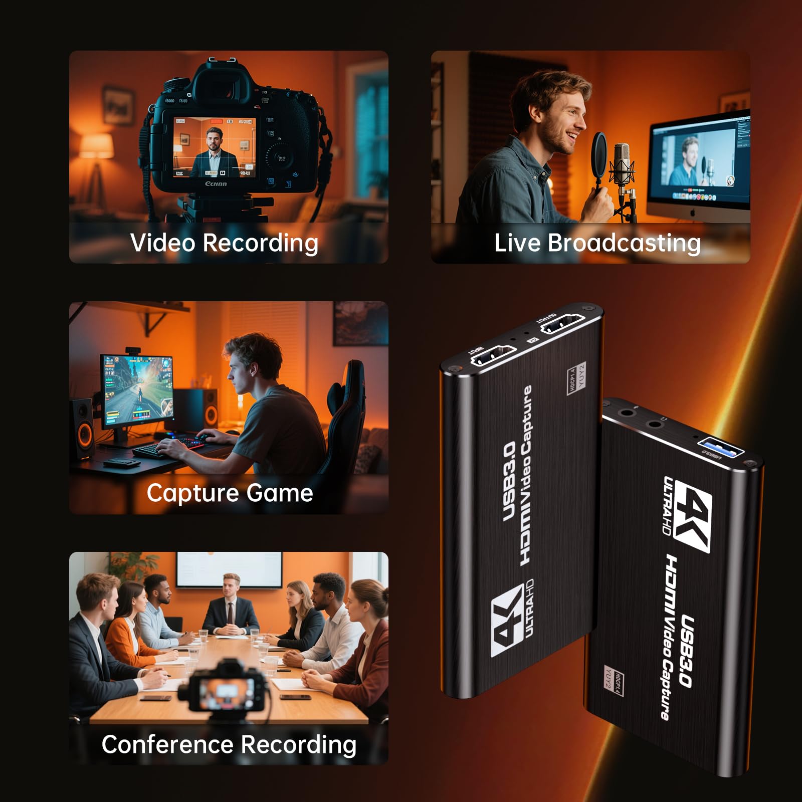 Carte de Capture HDMI Newhope pour Streaming, Capture Full HD 1080P 60FPS USB 3.0 Audio Vidéo, pour Streaming Caméra/Xbox/PS4/PS5/Switch/PC