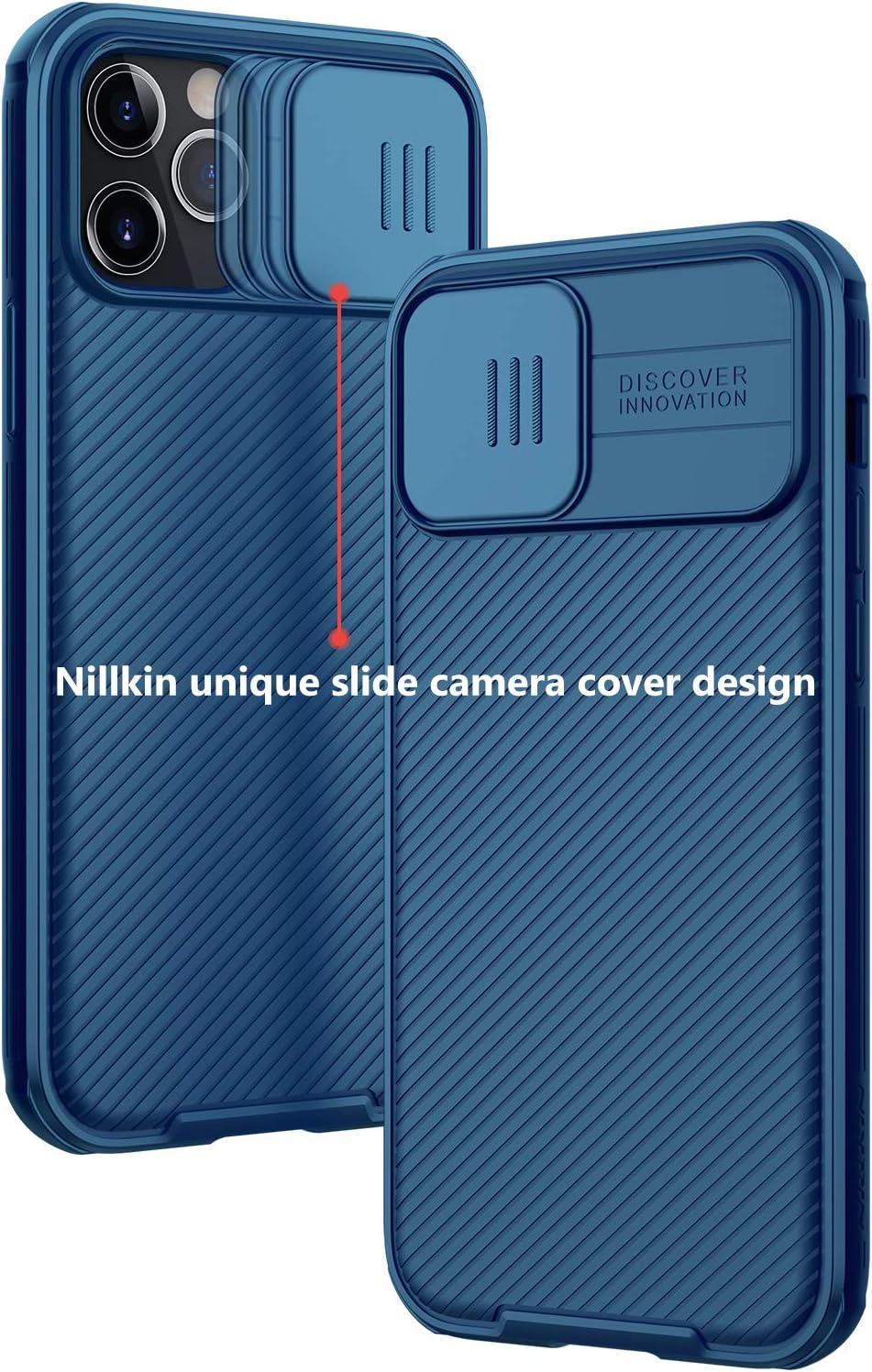 Nillkin Compatible with iPhone 12 Case/iPhone 12 Pro Case with Slide Camera Cover Slim Stylish Anti-Slip Scratchproof Protective Case for iPhone 12/12 Pro 6.1" 2020 - Blue