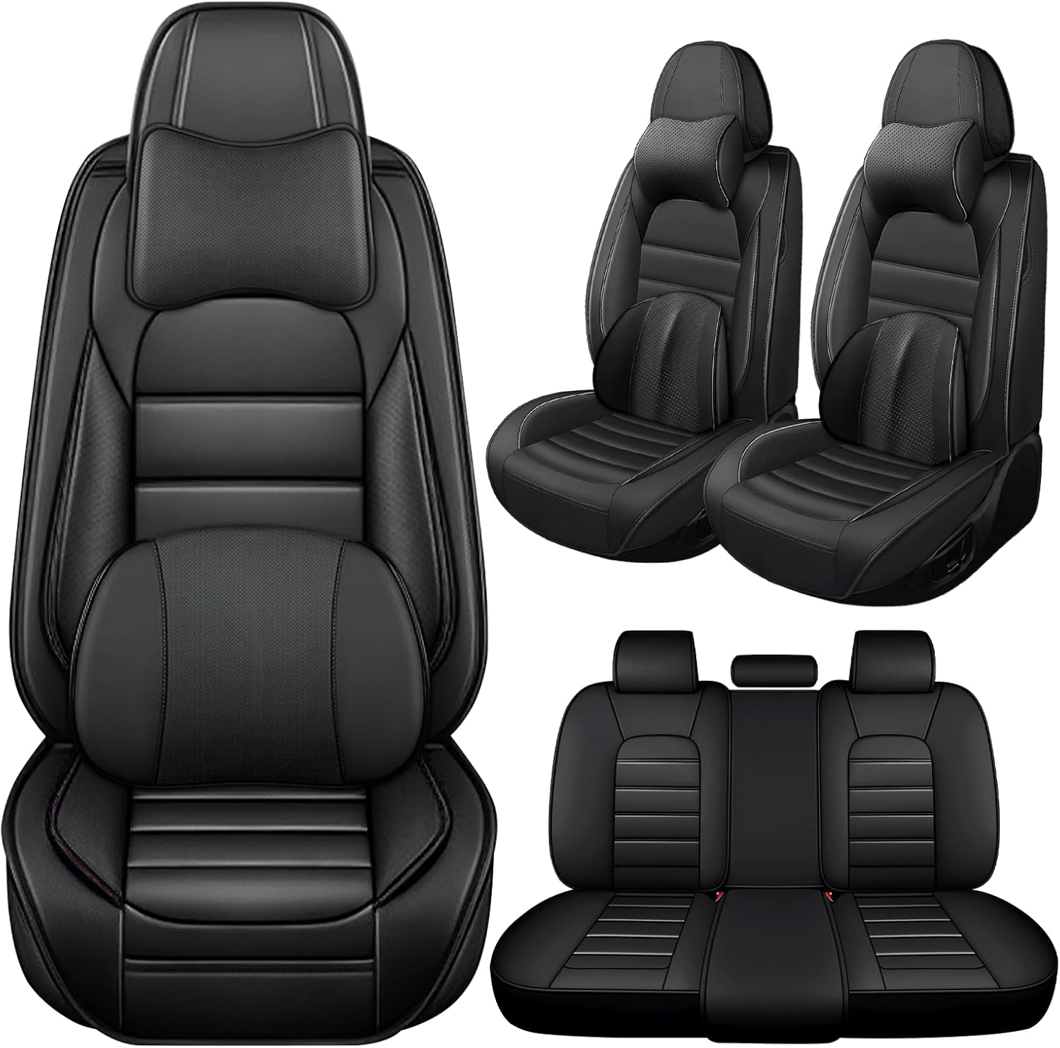 Seat Covers Fit for Toyota Tacoma 2005-2026 Waterproof Leather Seat Covers,Non-Slip Easy to Install Vehicle Cushions Cover,Seat Protectors Interior Accessories(Black Green,5 Seats Standard)
