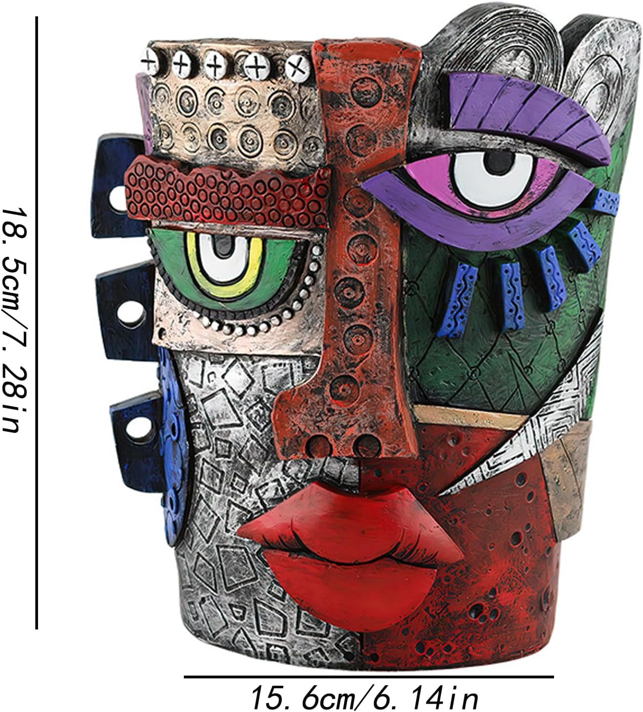 Picasso Brutalist Abstract Beauty Face Flower Pot Acolorful Art Face Vase Head Planter Unique Indoor and Outdoor Potted Plant Container for Home Decor (Serious)