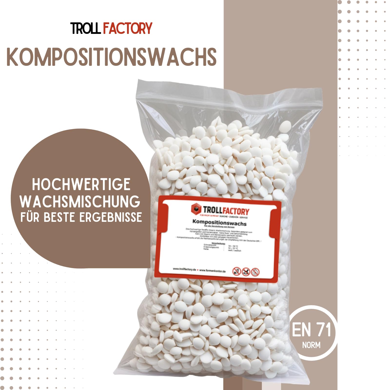 TFC wosk kompozycyjny 1 kg – wosk do świec premium do odlewania i kształtowania – idealny do świec zapachowych i zestawów świec "zrób to sam" – biodegradowalny