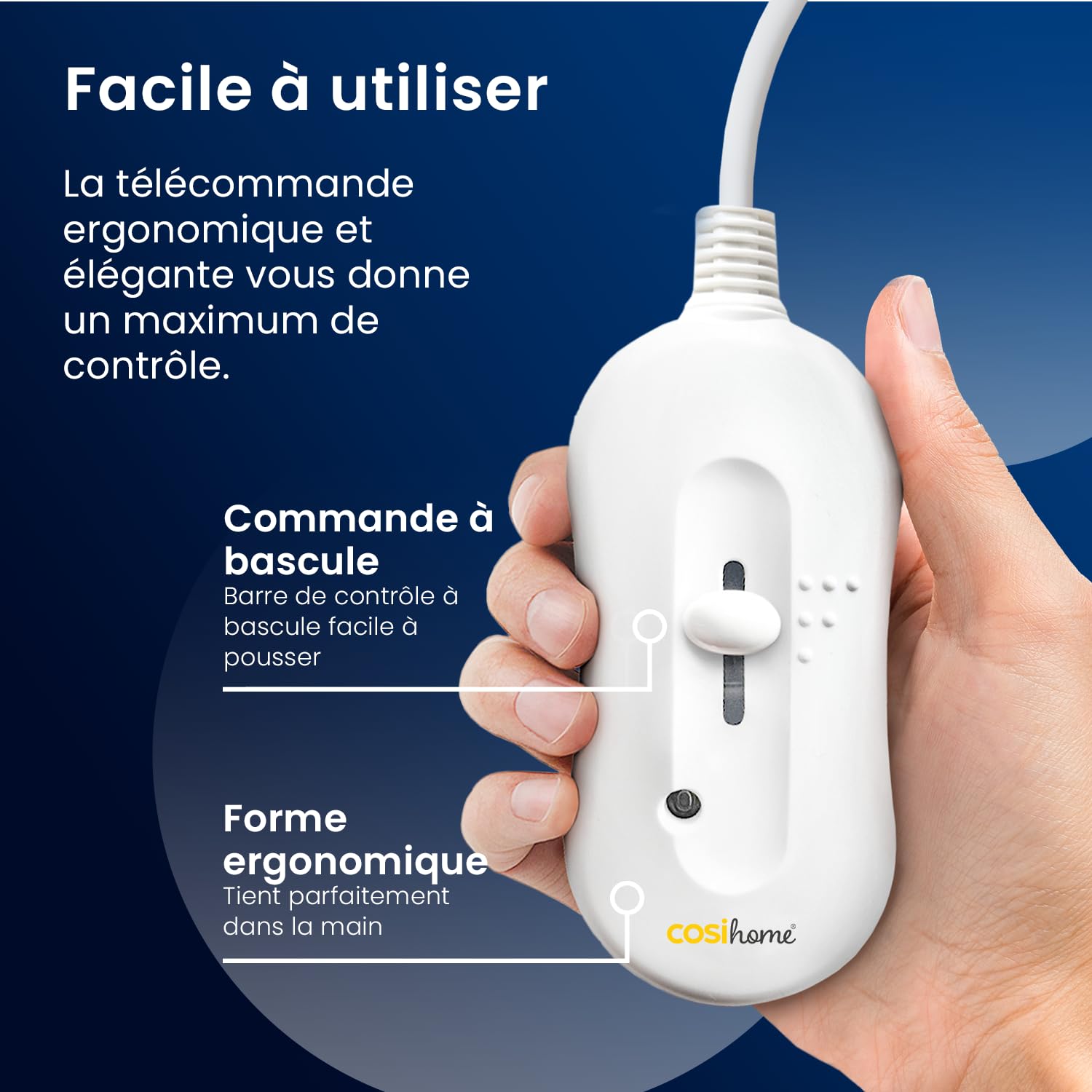 Cosi Home Chauffe-lit Surmatelas Chauffant 1 place 150x80 cm matelas électrique, 3 niveaux de température avec télécommande, Système de sécurité intégré Protection contre la Surchauffe - Blanc