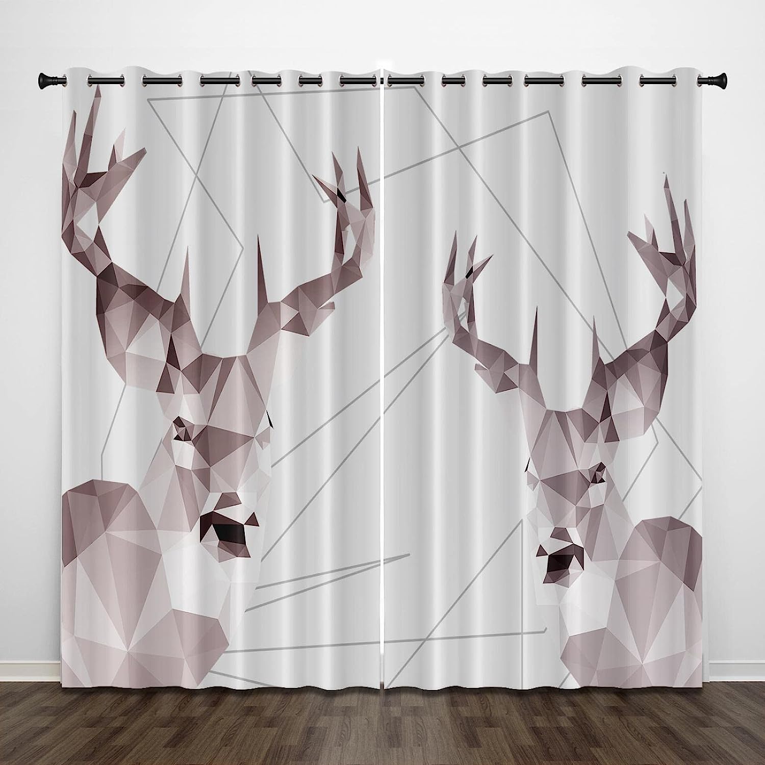 Rideaux occultants isolants contre le froid et le bruit motif forêt wapiti enfant