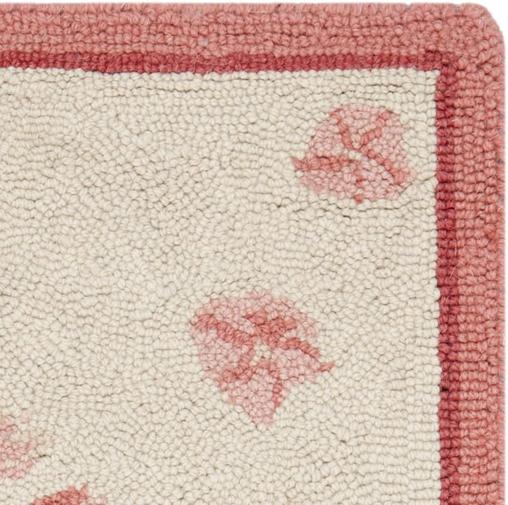 SAFAVIEH Chelsea Collection Accent Rug - 1'8" x 2'6", Ivory & Rose, Hand-Hooked French Country Wool, Ideal for High Traffic Areas in Entryway, Living Room, Bedroom (HK250C)