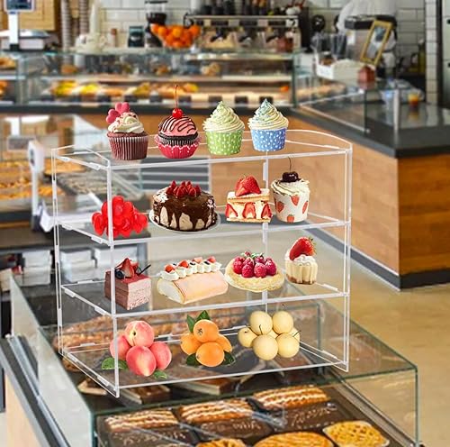 Miniatura 8 de Caja de exhibición de pastelería para panadería, vitrina de dona, estante de exhibición de pasteles, cupcakes, exhibición al por menor (tipo A 19