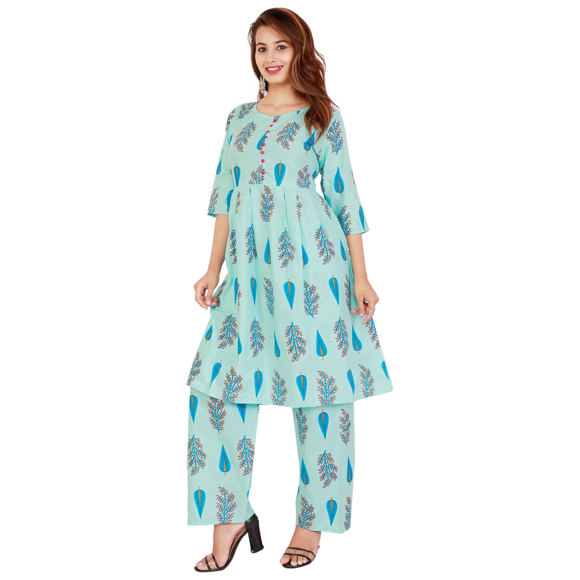 G for GirlWomen's Cotton Kurta Palazzo Pant Set