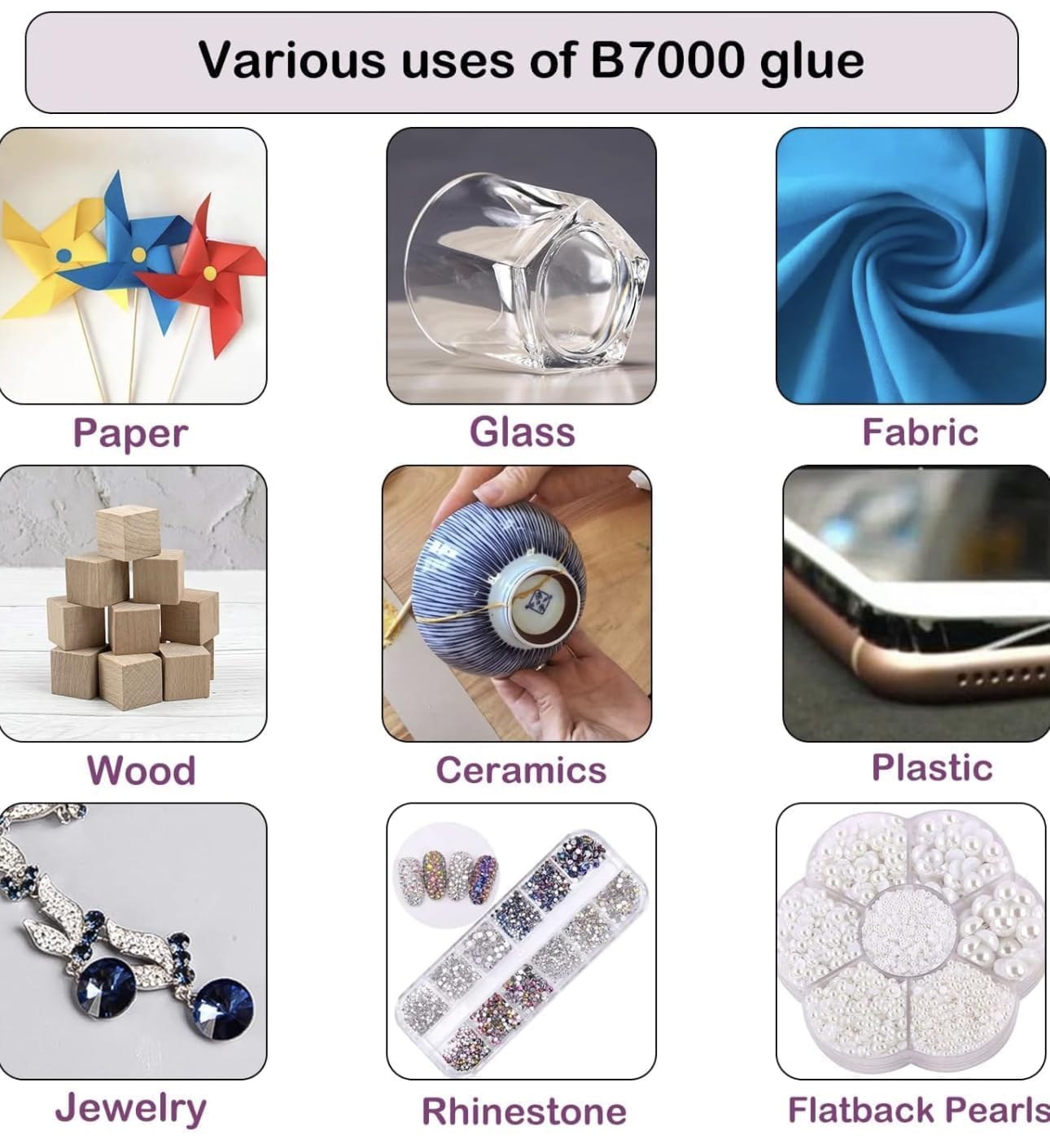 DACHIC B7000 Multipurpose Adhesive Glue | Jewelry, Beads, Clothes, Shoes, Fabrics,Screen Repair, Metal, Stone, Glass, Mobile Phones,Artificial Crystal Crafts (50ML/1.68fl.oz) (50 ML (Pack of 2)) 4