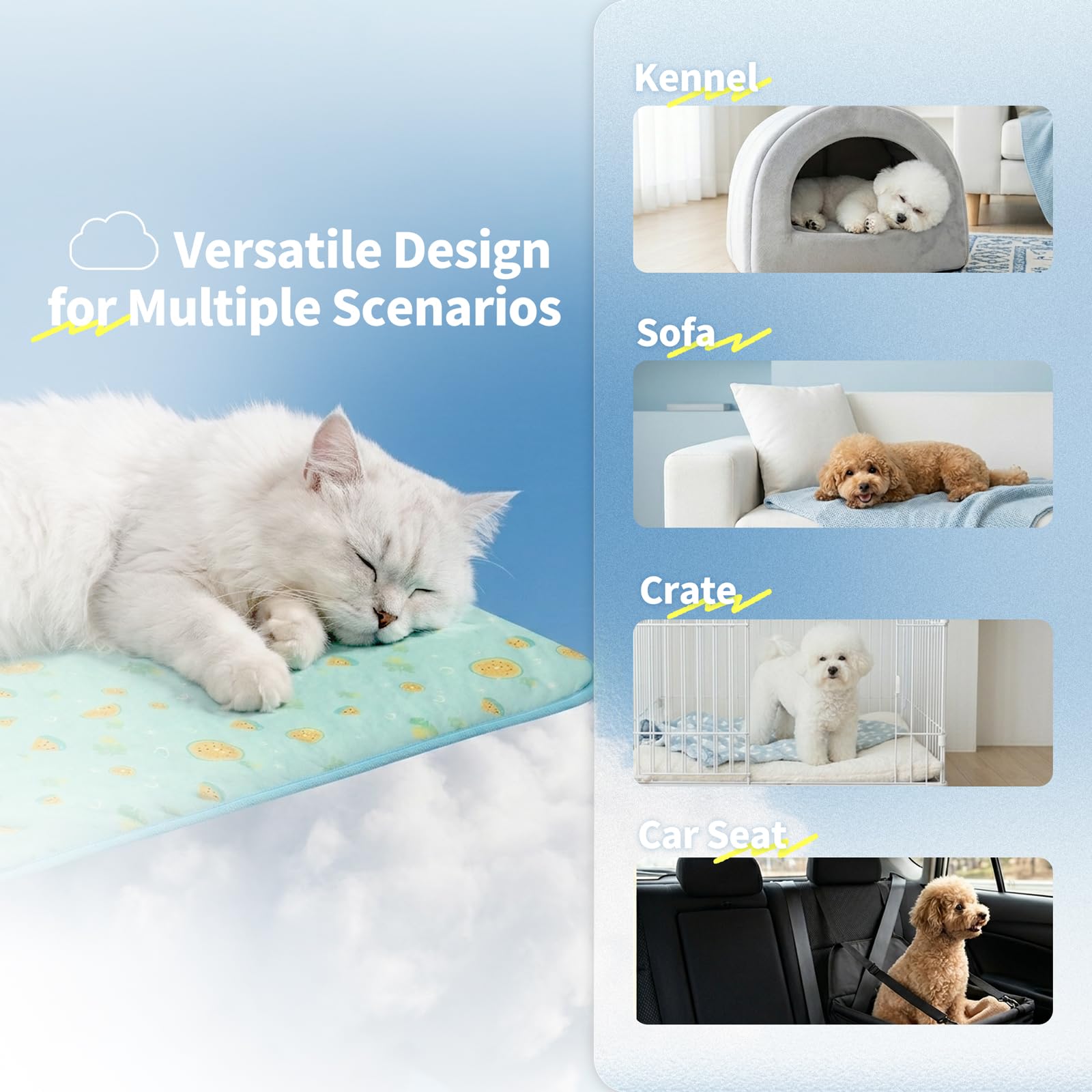 NWK 4 alfombrillas de refrigeración para perros, de seda helada, para perros y gatos, manta portátil y lavable para mascotas, asientos de coche, camas para verano (mediano (27.5 x 20 x 0.3 pulgadas