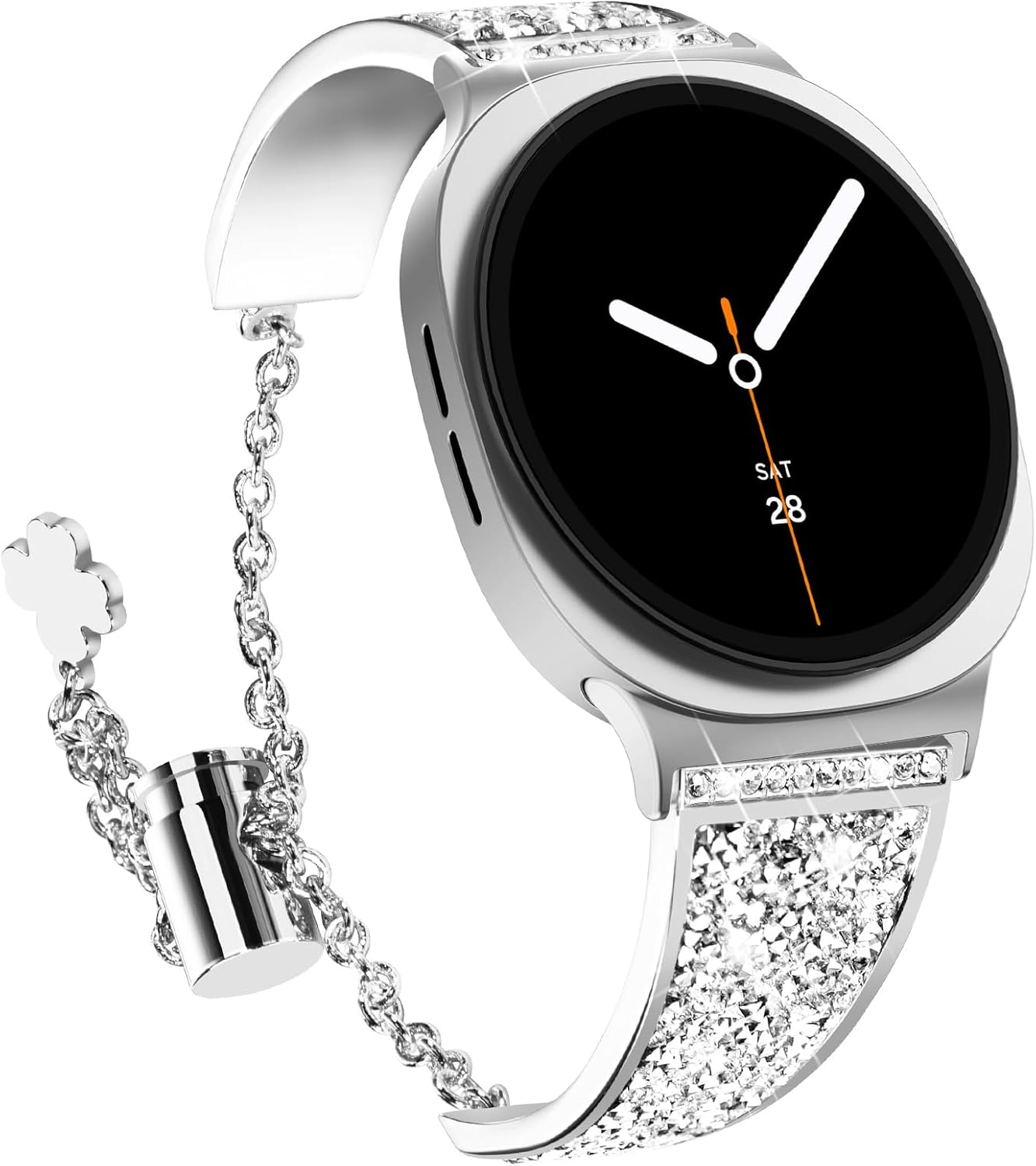 NewWays Compatible for Samsung Galaxy Watch 8 40mm 44mm/8 Classic 46mm Bands, Women Metal Replacement Bling Jewelry Bracelet Rhinestone Strap Wristband for Galaxy Watch 8/8 Classic