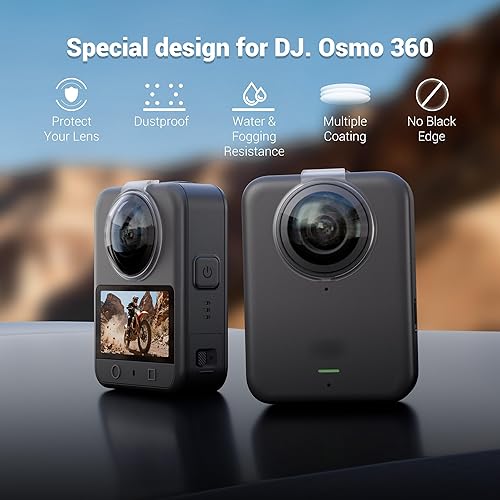 Miniatura 3 de JJC Protector de lente de doble lente para Dji Osmo 360 solamente, protege la lente delantera y trasera Osmo360, 95% + transmisión de luz, reduce el