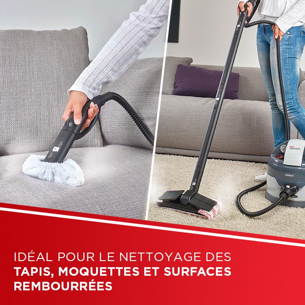 Polti Vaporetto Eco Pro 3.0 Kalstop, 20 Flacons de Kalstop Anticalcare, Nettoyeur à Vapeur avec Chaudière et Bouchon de Sécurité, Puissance Max 2000 W, Réservoir 2 L, 9 Accessoires, Gris