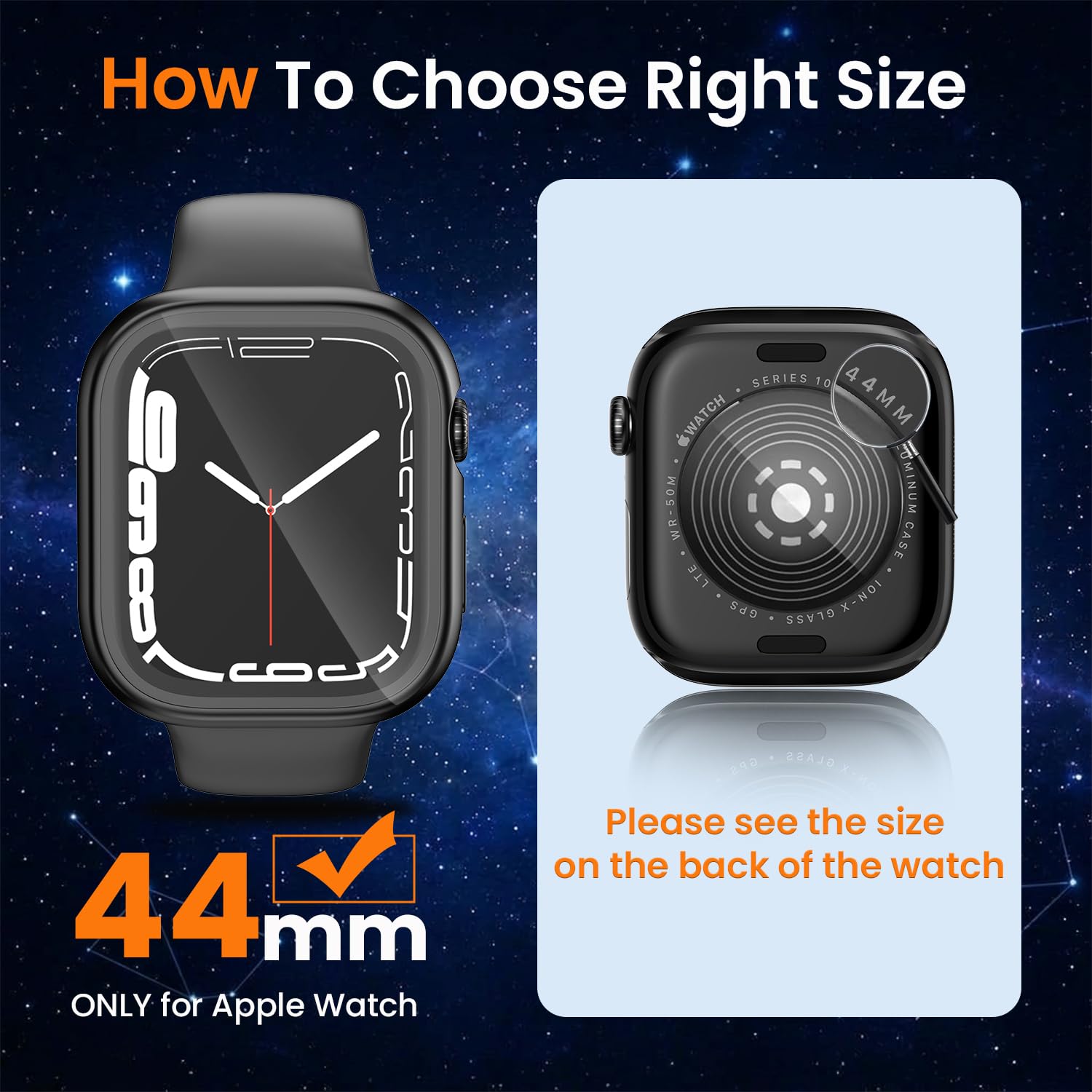 YIJDACASE Coque étanche 3 en 1 IP67 pour Apple Watch Series 4/5/6/SE 44 mm avec protection d'écran en verre trempé 【Protection complète à 360°】 Coque fine en polycarbonate rigide compatible iWatch