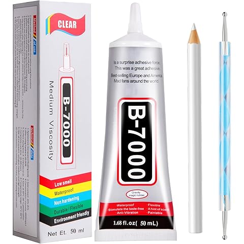 FITTDYHE B7000 Glue Clear with Precision Tip,50Ml B7000 Glue Clear for Rhinestones Glue for Crafts, Multipurpose Jewelry Glue for Fabric DIY Craft Makeup Shoes Jewelry Making Nail Art