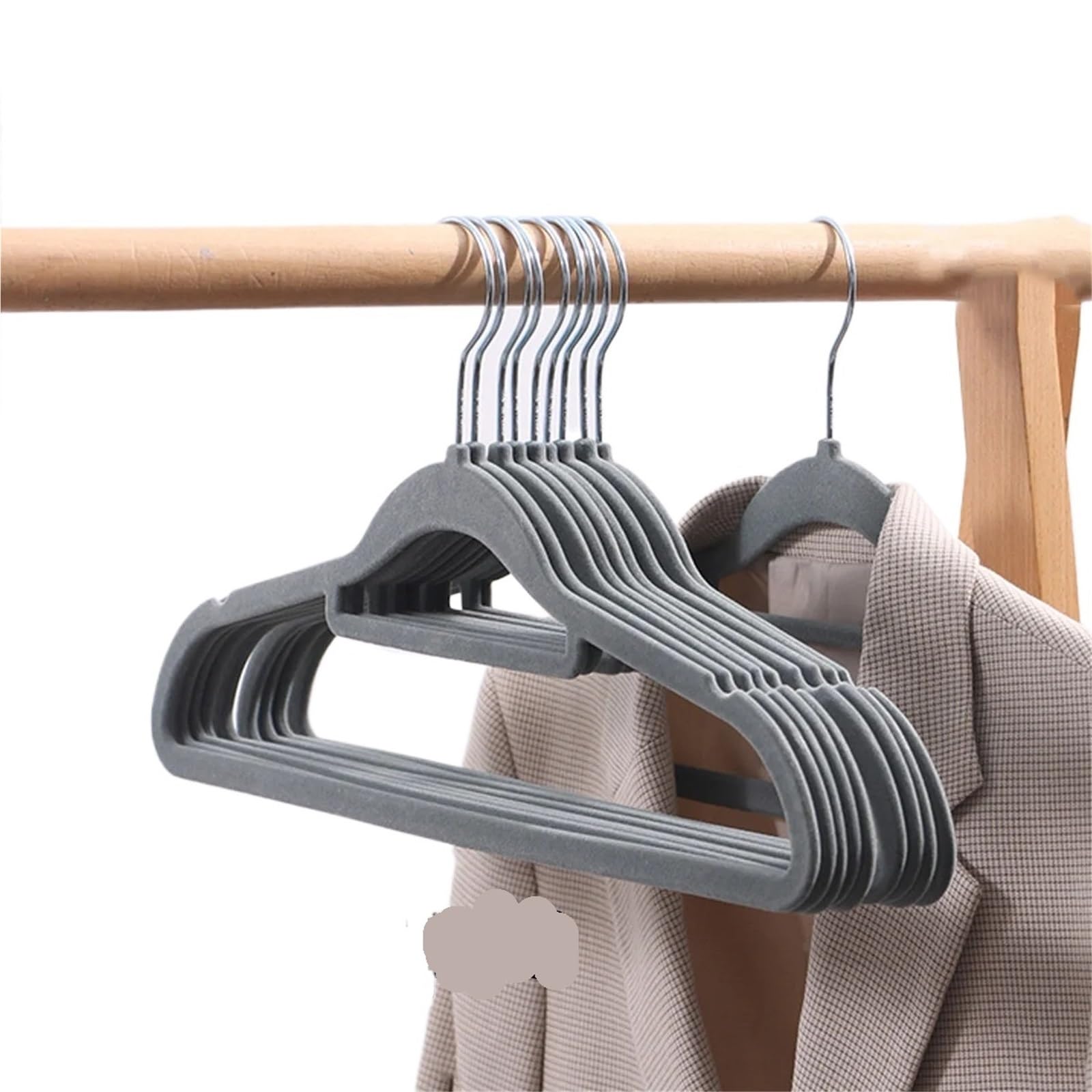 Duexioly Grey-10Pcs Velvet Hangers 10Pcs Velvet Clothes Hangers Non-Slip Flocked Felt Solid Heavy-Duty For Storage(Grey-10Pcs)