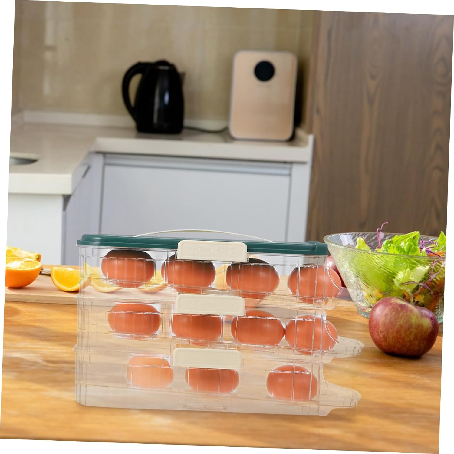 IMIKEYA Egg Keeper Refrigerator Automatic Rolling Egg Organizer Plastic Tray Side Door Sealing Fridge