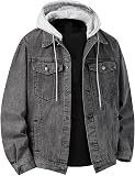 XINGJIAARTS Jacket Men Denim Long Sleeve Hoodie – Machine washable for easy care