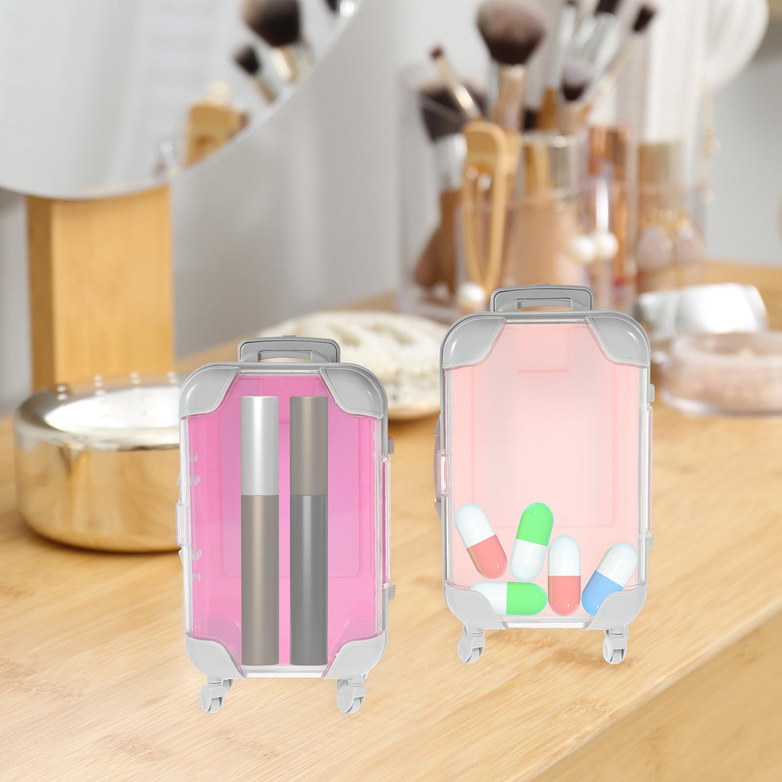 Sosoport 4pezzi Mini Valigia per Trucco Custodia Rigida da Viaggio Organizer per Cosmetici Piccolo Portatile e Resistente per Trasportare Strumenti e Trucco