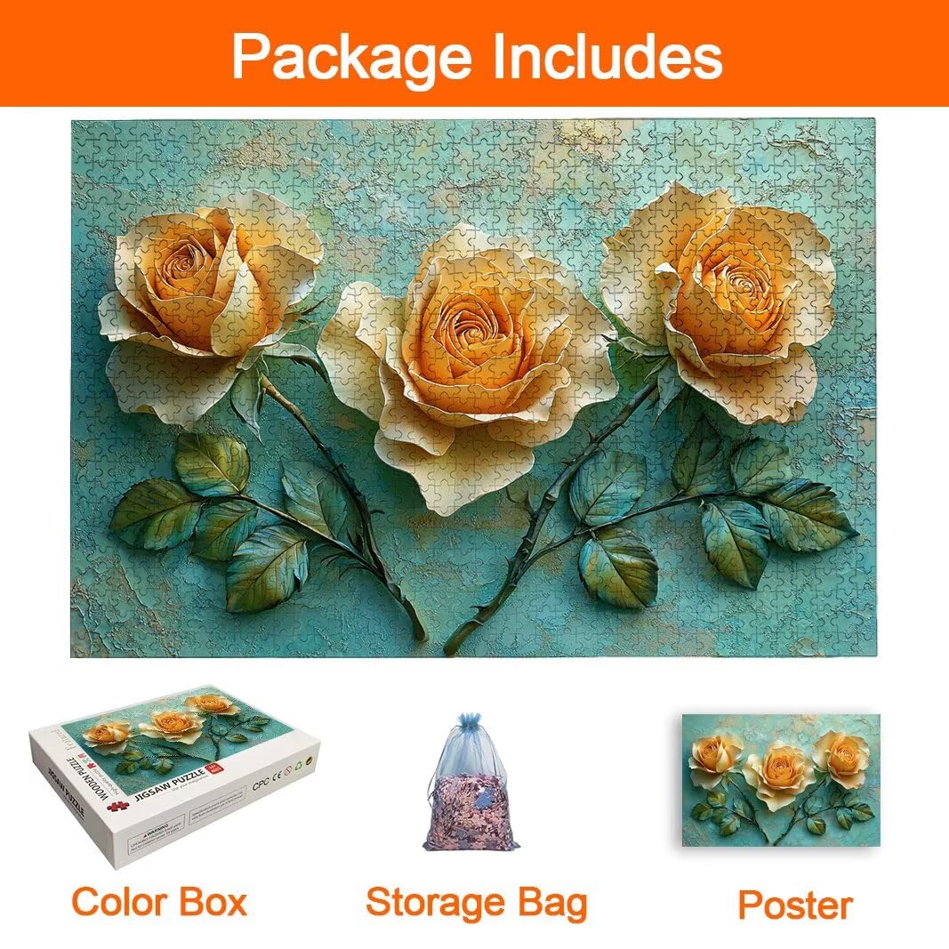 Puzzle Rosa, Puzzle 1000 Piezas, Rompecabezas, Regalo Mujer, Decor -8502
