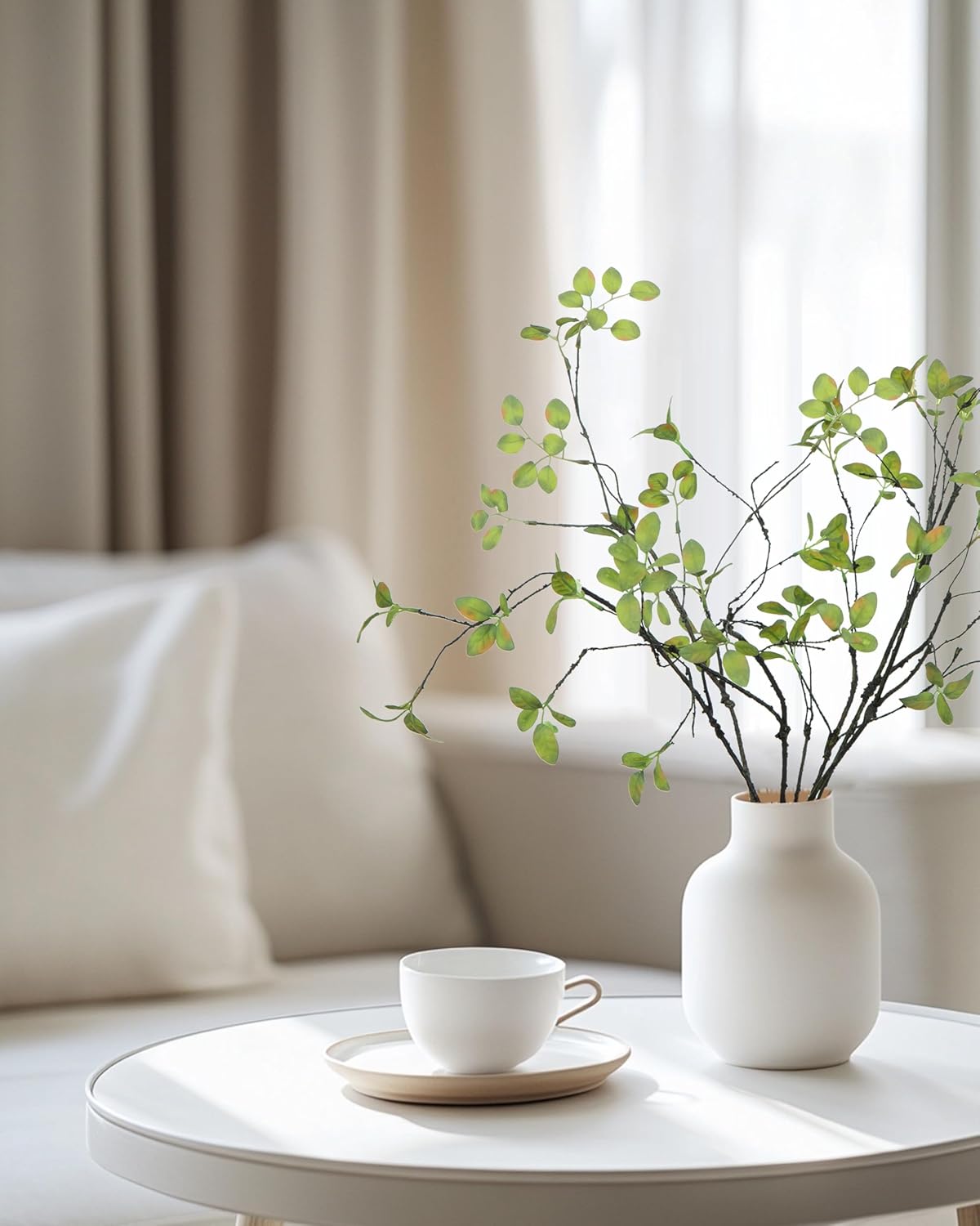 DuHouse 24" 5Pcs Fake Greenery Stems Artificial Ficus Branches Fake Plants for Home Office Table Vase Filler Decoration(Green) - Image 4