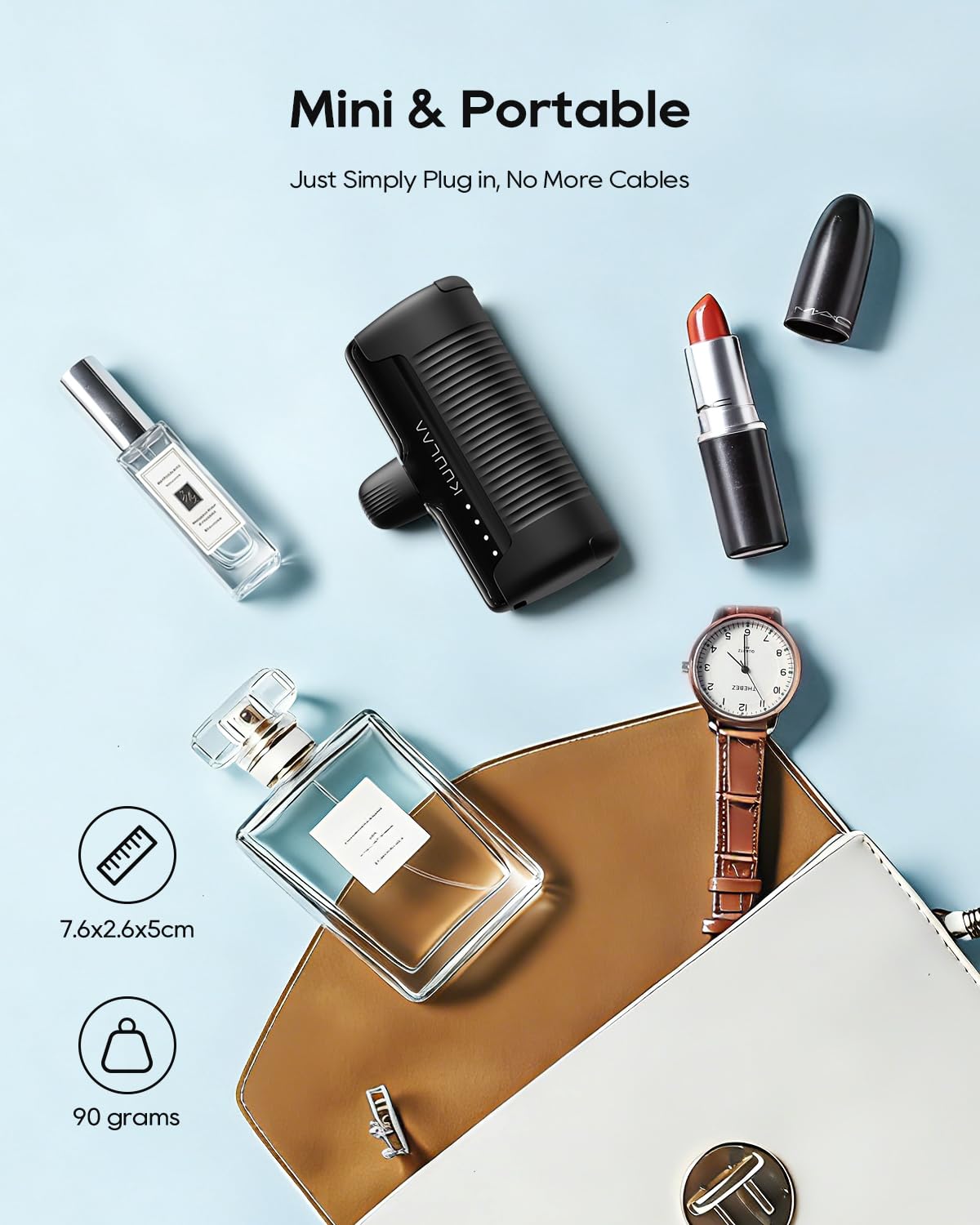 Power Bank USB C 4500 mAh, 20 W PD Caricatore Portatile Ricarica Rapida, Kuulaa Mini Powrbank Batteria Esterna compatibile con Samsung Galaxy/Note/OPPO/LG/Switch/Huawei/Xiaomi, Nero