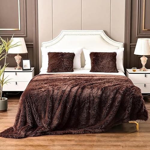 Miniatura 2 de YUSOKI manta de piel sintética extrasuave con pelos largos, transpirable, de 50 x 60pulgadas, mullida, acogedora y cómoda, de microfibra de lujo,
