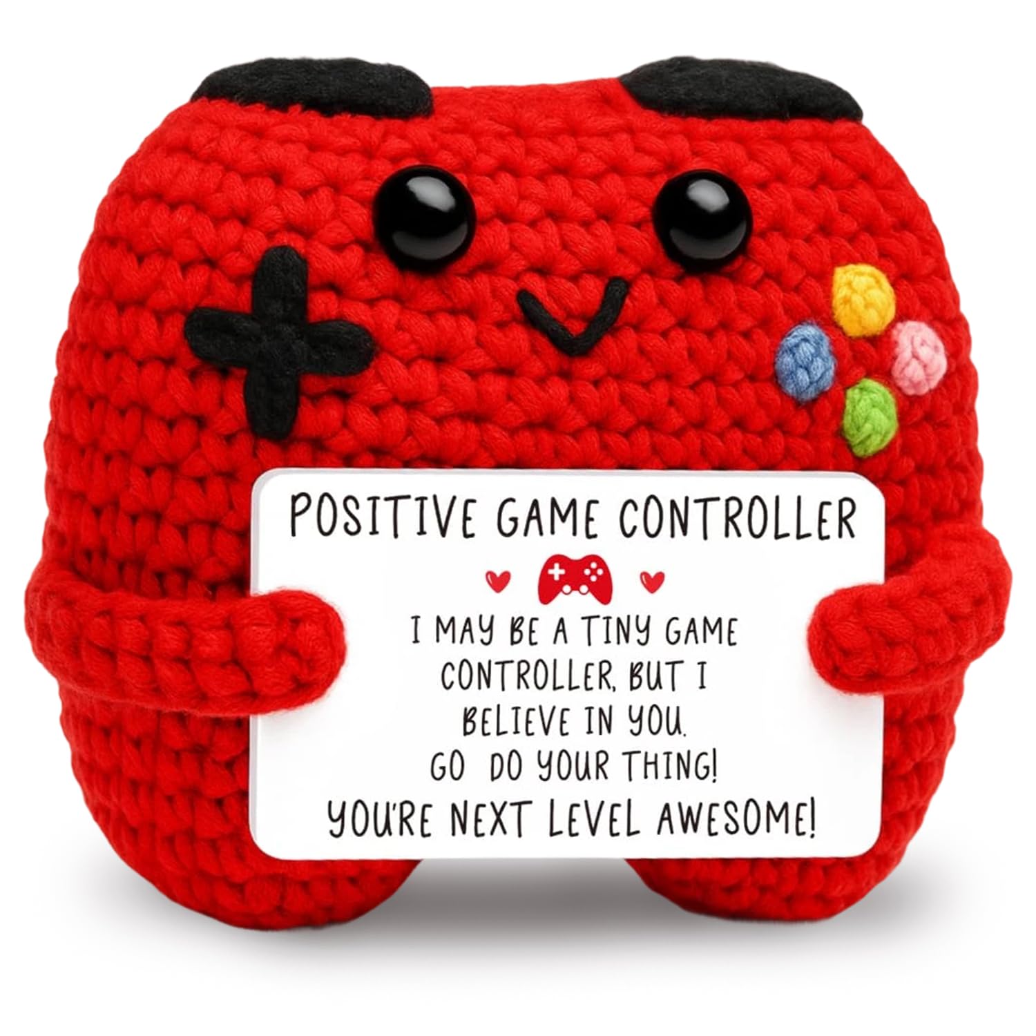 Vexilon Positive Game Controller, Handmade Gamer Game Crochet Controller, Emotional Support Gifts with Positivity Card, Good Luck Charm for Girls Boys, Novelty Doll Office or Home Decor