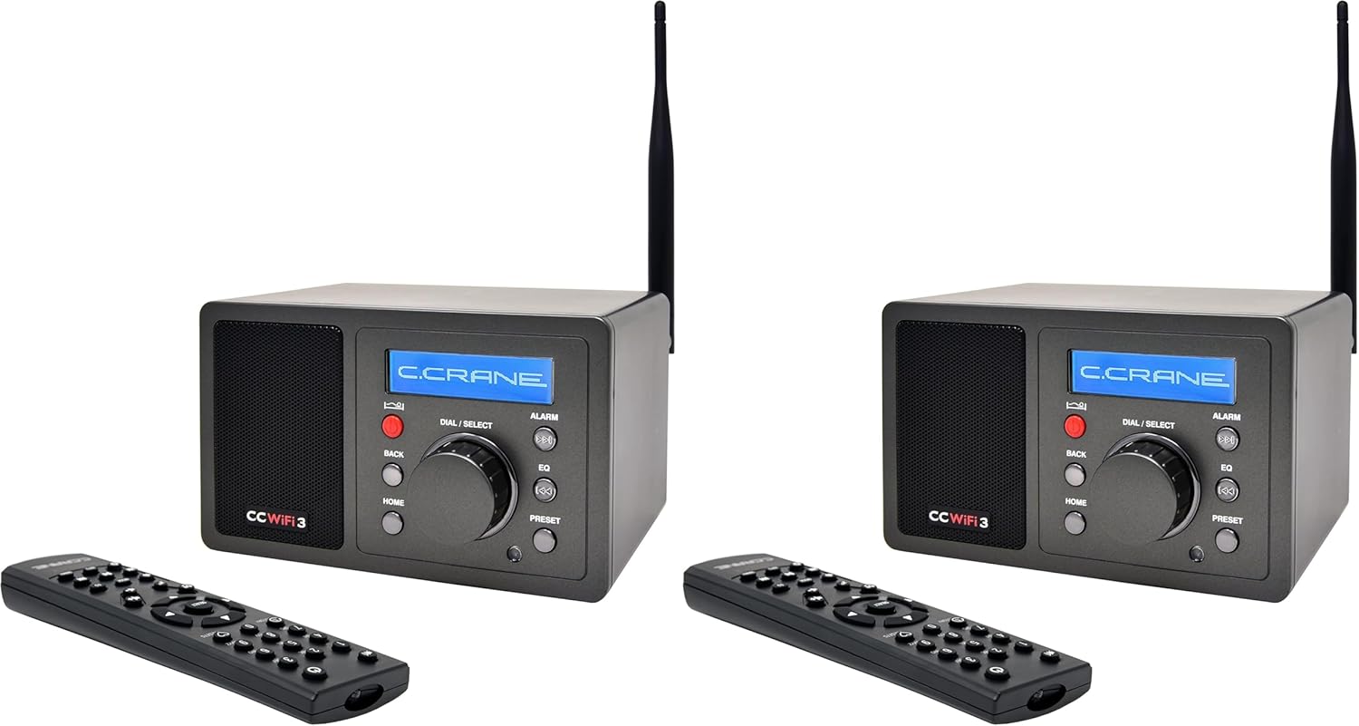 C. Crane CC WiFi 3 Internet Radio with Skytune, Bluetooth Receiver, Clock and Alarm with Remote Control, Access to Thousands of Radio Stations Worldwide (Pack of 2)