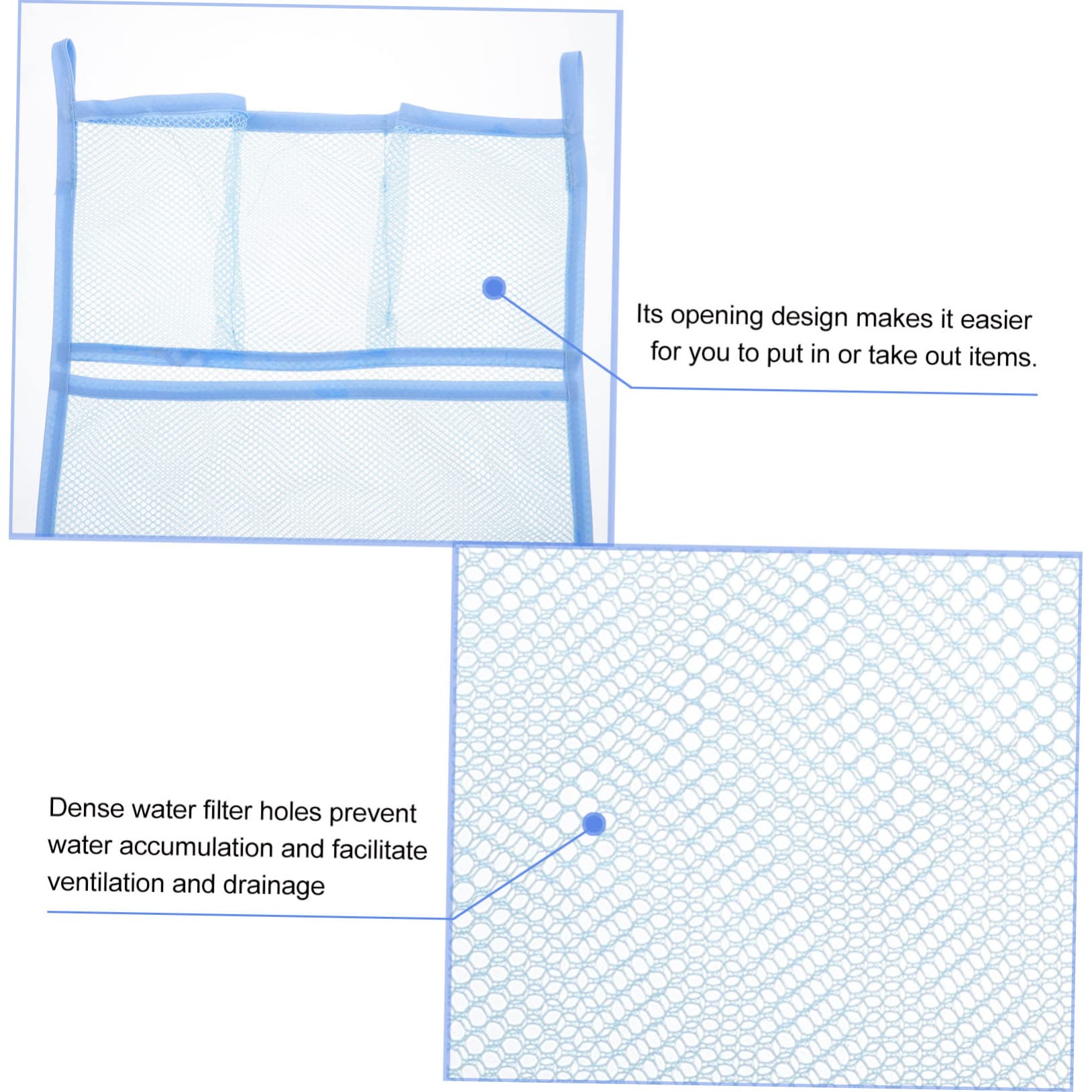 Alipis Bathroom Storage Hanging Bag Mesh Shower Organizer Kids Bath Toy Holder Wall Suction Space-Saving