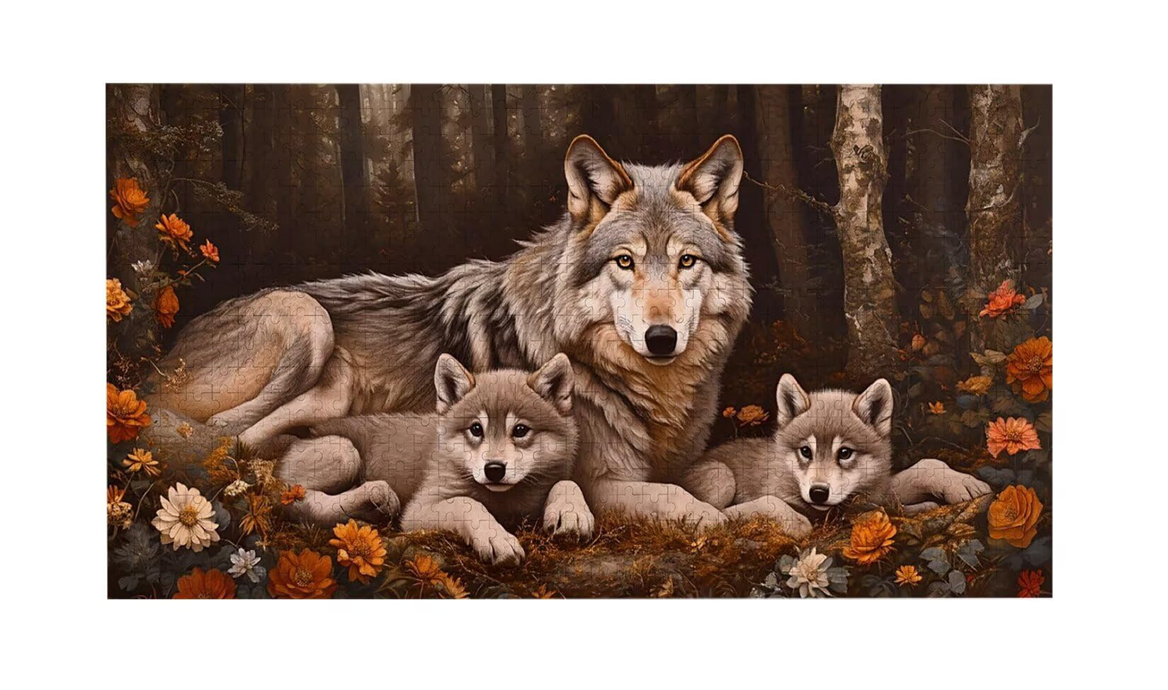 Puzzle para Adultos 1692 Piezas, Lobo del bosque Puzzle, Difícil, Desafiante, Rompecabezas Encajan Perfectamente, Letras en la Parte Posterior, sin Polvo, Regalo para Personas Mayores (179x31cm) v-807