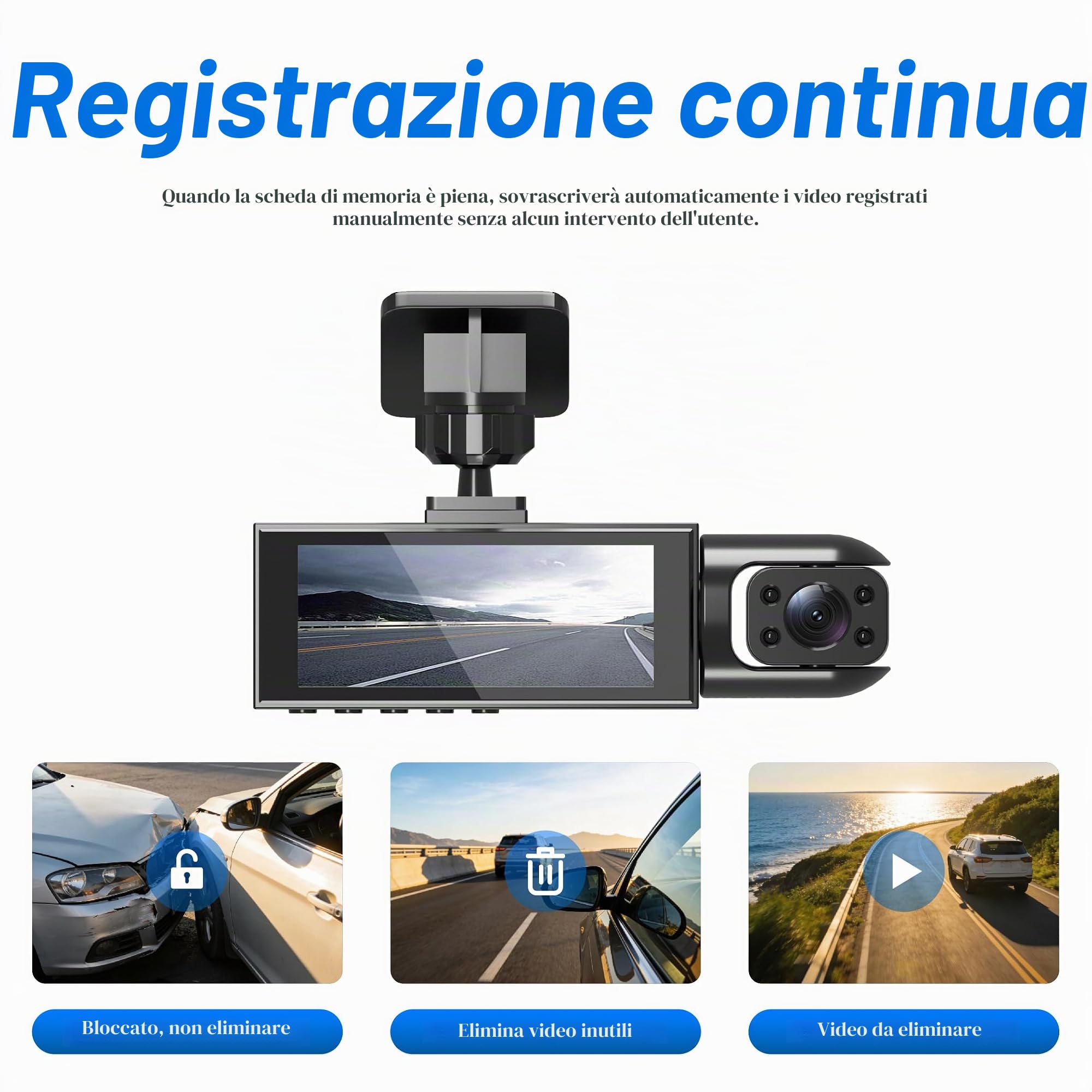 Dash Cam Auto Senza Fili per Ford Puma ST Line/ST Line X, Scheda SD da 64 GB Schermo da 3,16" 5G WiFi & Controllo App Dashcam,3 Canali Dash Cam Auto