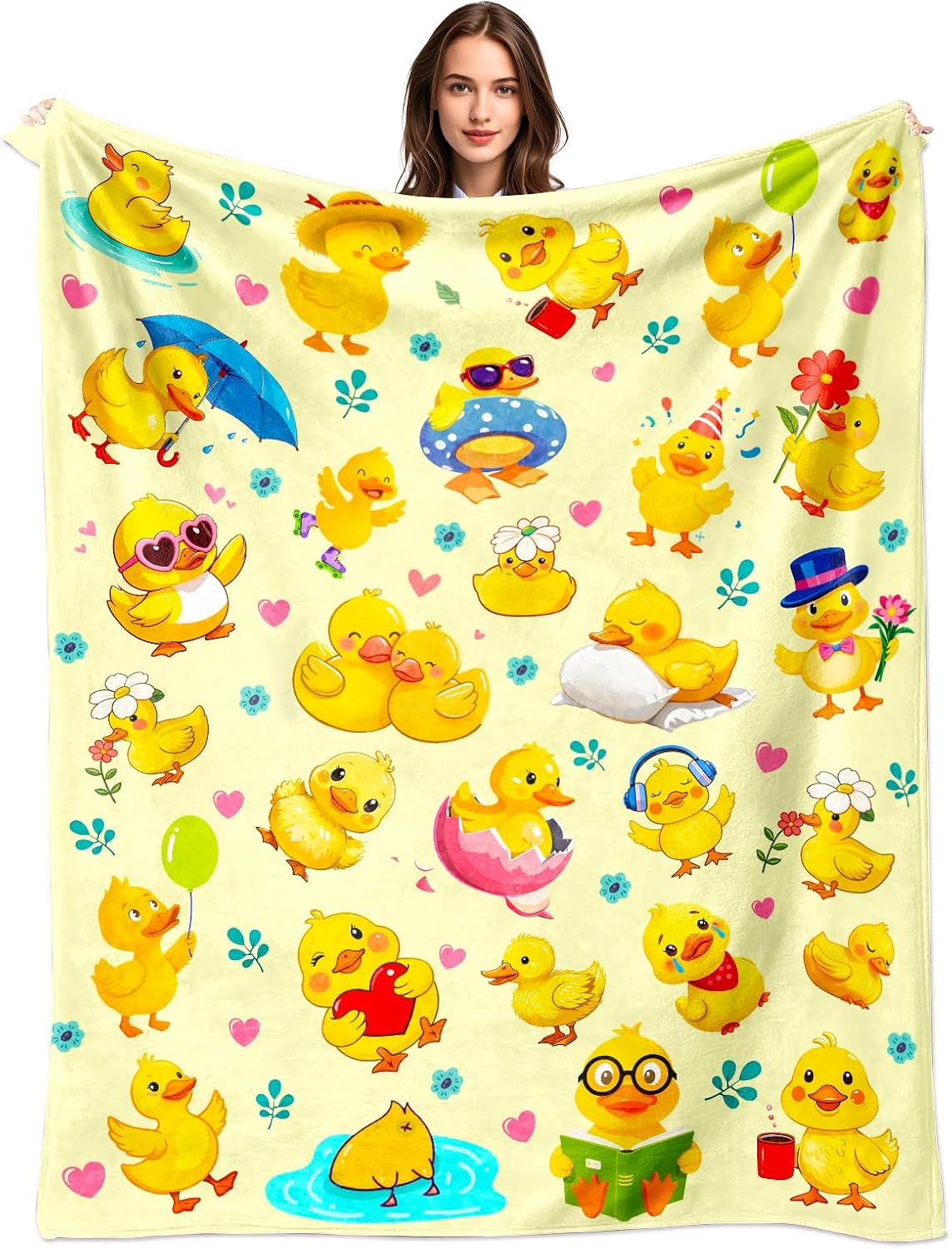 Duck Blanket Gifts for Duck Lover Soft Flannel Ducks Throw Blanket Gifts for Women Ducks Themed for Kids Adults 50"x40"