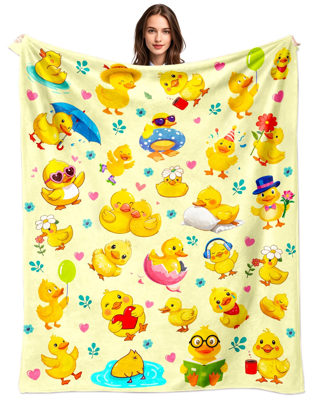 Duck Blanket Gifts for Duck Lover Soft Flannel Ducks Throw Blanket Gifts for Women Ducks Themed for Kids Adults 50"x40"