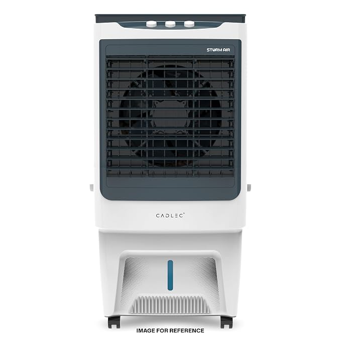 Cadlec StormAir 100L Desert Air Cooler, High Speed Fan with Powerful Air Throw, Inverter Compatible, Anti-Bacteria Honeycomb Pad, 3 Year Warranty | White