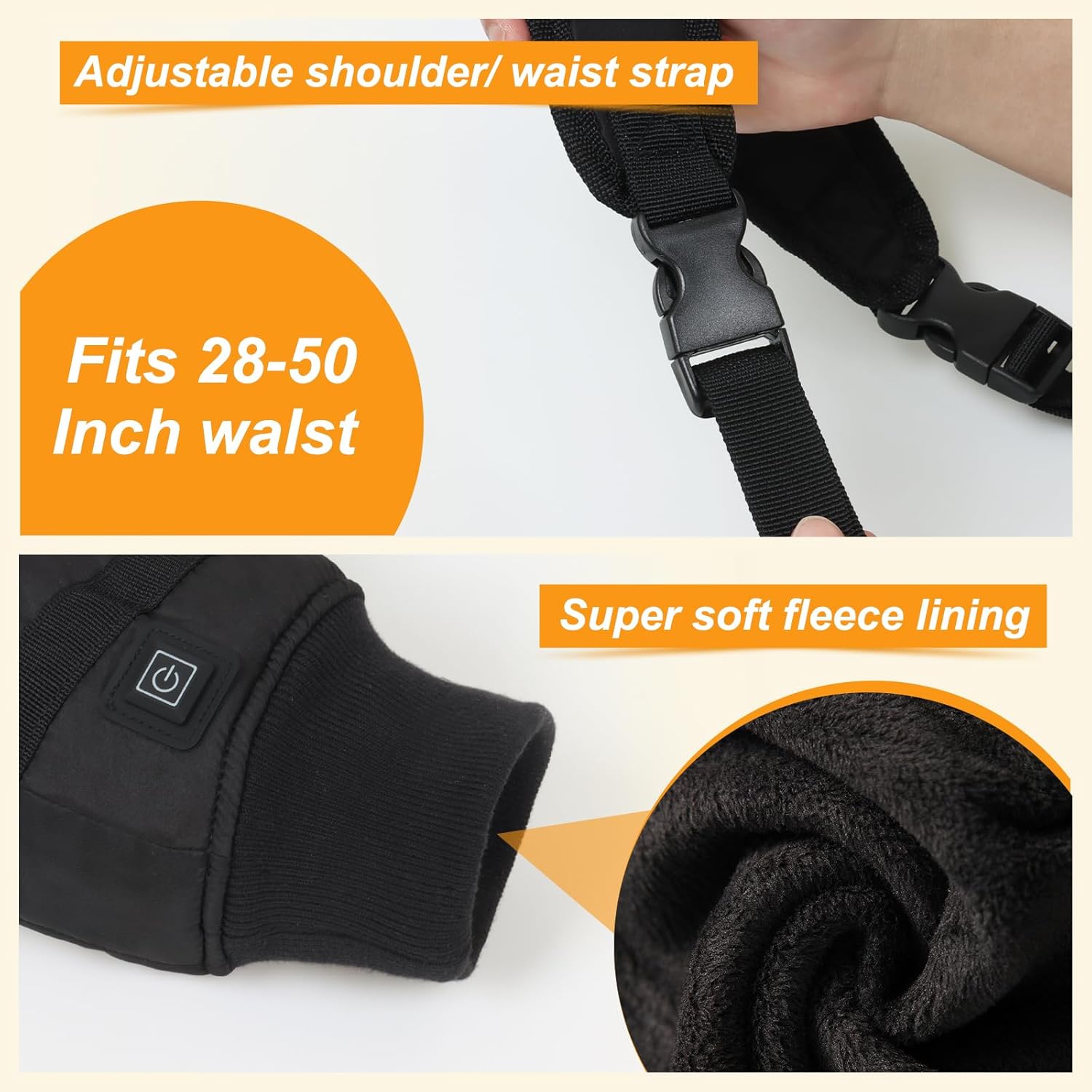 Electric Heated Hand Warmer Pouch,Football Hand Warmer with Double Sided Heating Areas,Zipped Pocket and Adjustable Strap,Heated Hand Muff Ideal for Football,Hunting,Fishing,Camping,Golf