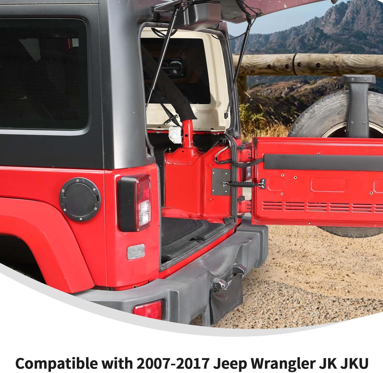 Linskip Tailgate Limiting Strap, Paracord Tailgate Check Strap for 2007-2018 Jeep Wrangler JK JKU, Replacement Parts, JK Tailgate Accessories(Black)