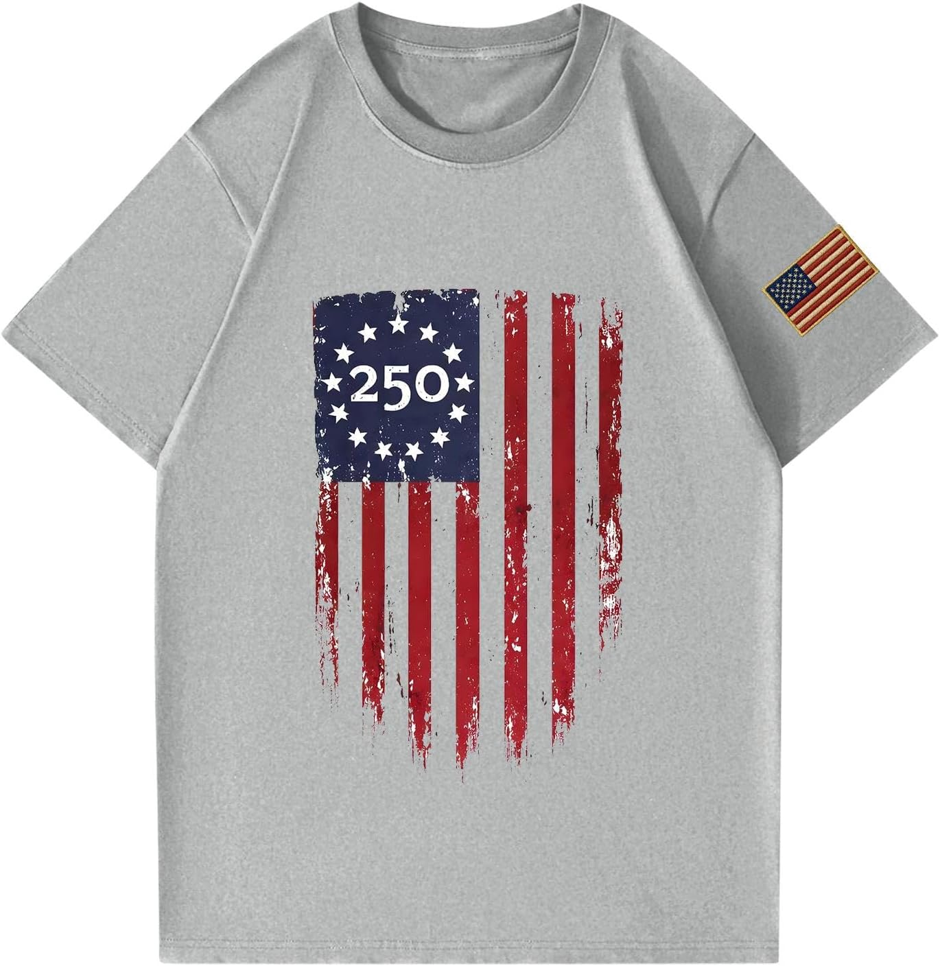 RTRDE Men's T Shirt Short Sleeve 1776-2026 USA Anniversary Flag Print 250 Patriotic Tshirts, S-5XL