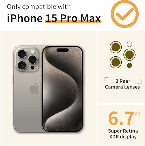 Miniatura 2 de Funda para iPhone 15 Pro Max con diseño de flores con protector de pantalla, funda transparente floral para mujer, a prueba de golpes, funda