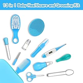Baby Healthcare and Grooming Kit, Portable Baby Safety Care Set, Baby Essentials kit for Newborn (Blue 13 in 1)