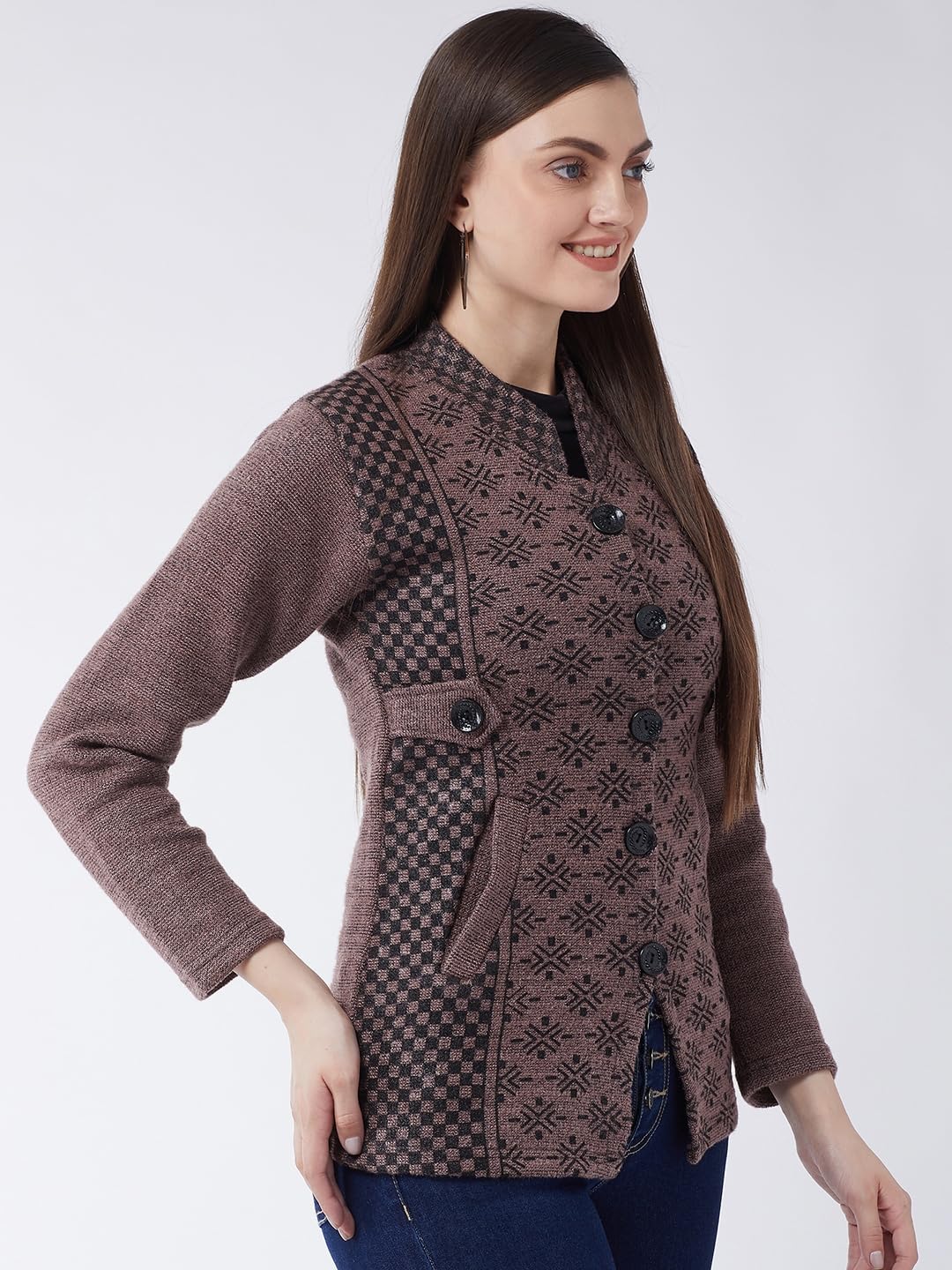 Pivl Women's Long Winter Acrylic Blend Sweater_Pink_M - Image 5 thumbnail