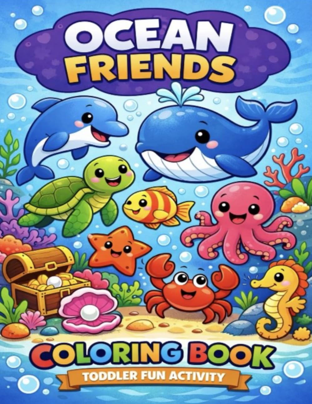 Ocean friends: Colouring book, toddler fun activity