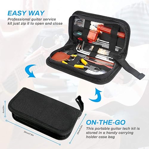 Miniatura 3 de Kit de herramientas de reparación de guitarra, kit de mantenimiento de guitarra con alicates de alambre, organizador de cuerda, protector de