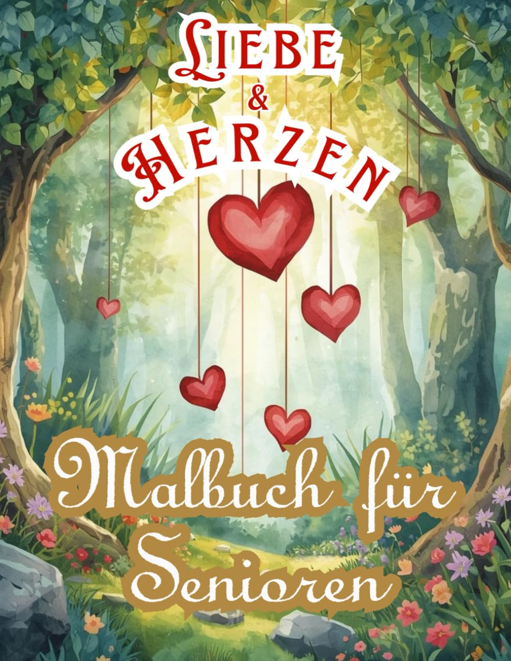 Malbuch für Senioren – Liebe & Herzen: Große, einfache Herzmotive im Großdruck zur Entspannung – Geeignet für Senioren mit Demenz und Alzheimer. (Malbücher für Demenzkranke)